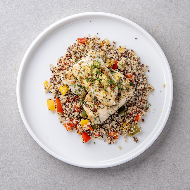 Riviera Lemon Garlic Fish With Peppers & Quinoa Mix